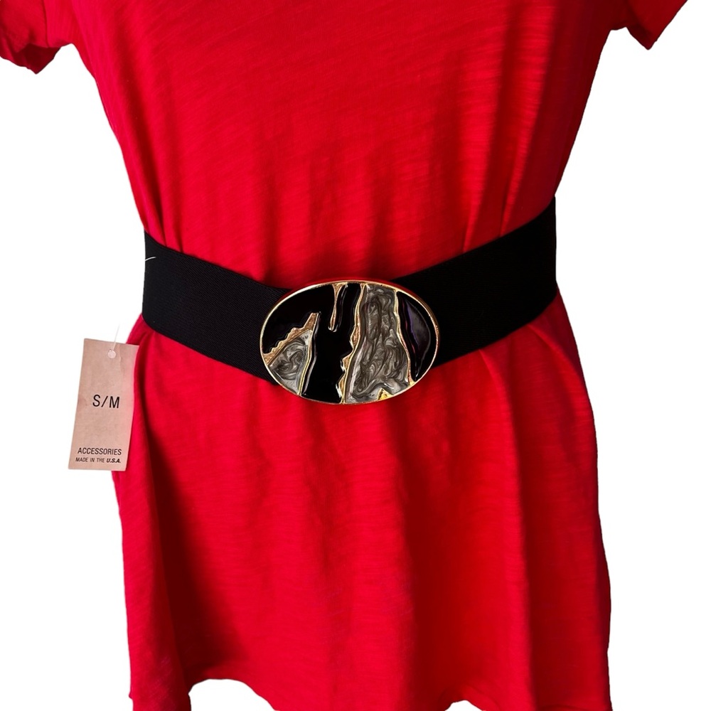 NWT, Vintage 90’s Nan Lewis Stretch Belt with Enamel Buckle